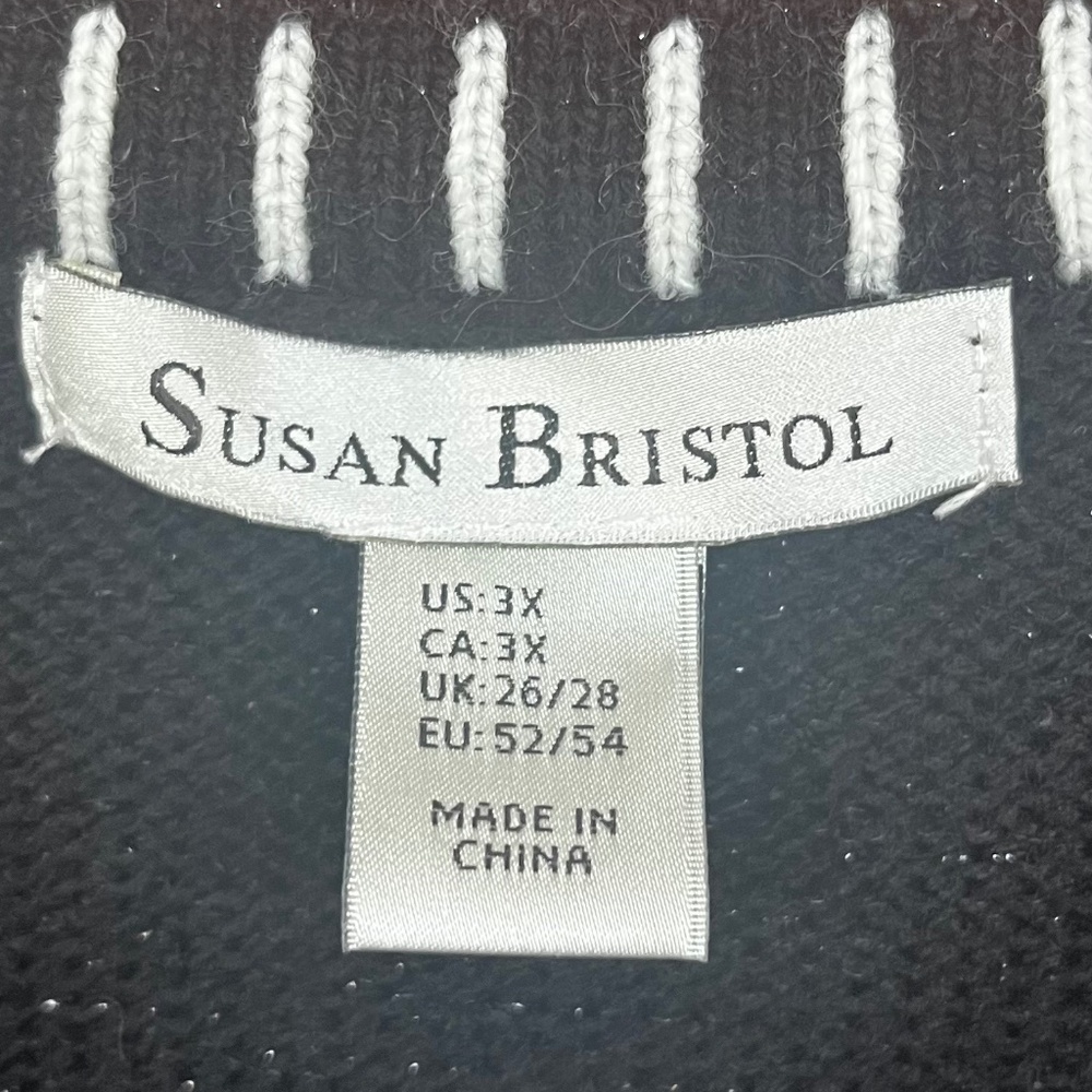 VTG Susan Bristol Black Cardinal & Poinsettia Embellished Sweater Vest Size 3X - Picture 5 of 6